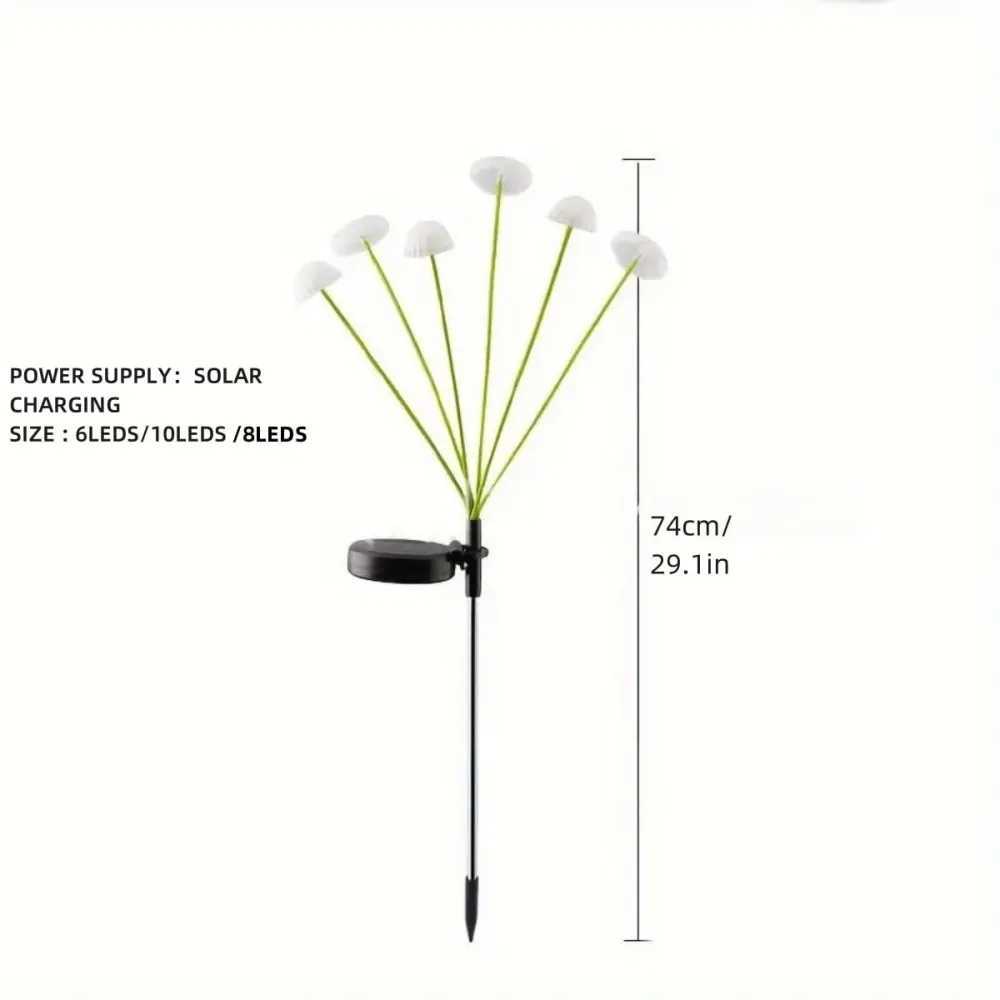 Solar Jellyfish Lamp Outdoor Waterproof Garden Landscape Atmosphere Lamp Home Garden Balcony Decorative Mushroom Lawn Lamp W250607