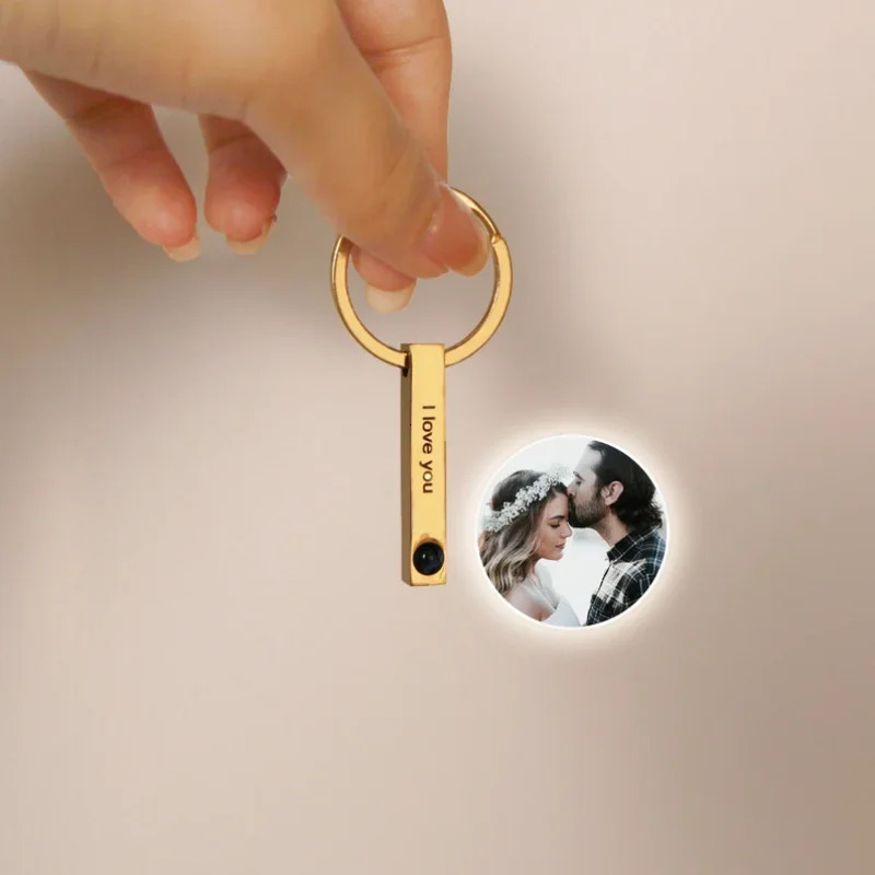 Stainless Projection Po Keychain Custom Name Keychain for Him Personalized Text Keychain with Image Inside Gift for Mom 250530