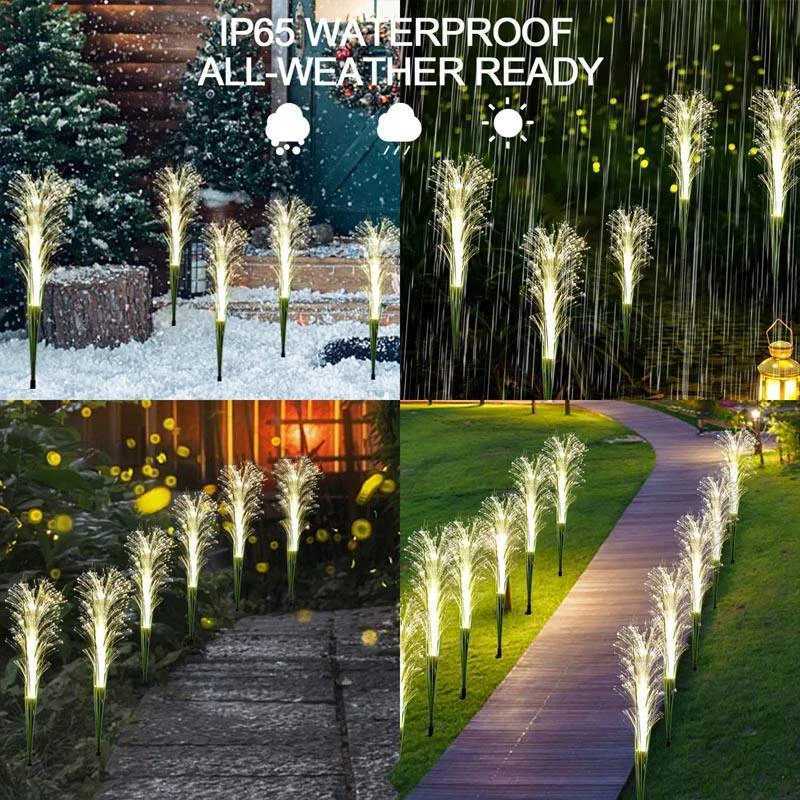LED Solar Garden Lights Luminous Reed Outdoor Decorative Solar Powered Flower Stake Light Christmas Lights for Yard Lawn GardenXJ250606