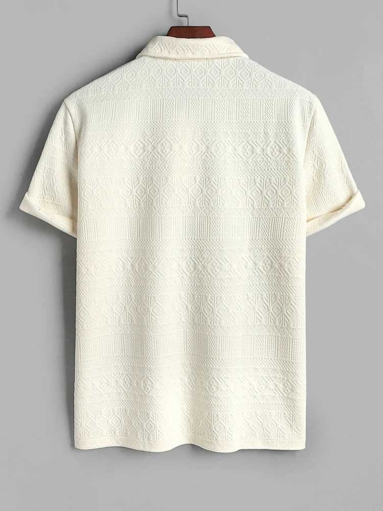 ZAFUL Tracksuit for Men Geometric Retro Jacquard Quarter Button Short Sleeves Polo Shirt with Shorts Two Pieces Set Z5096720 W250609