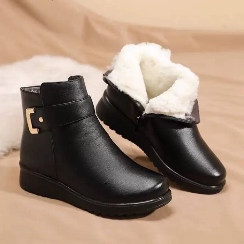 Ddmyoutdoor Women Ankle Autumn Winter Plush Short Tube Flat Soled Snow New Simple Retro Zipper Warm Casual Cotton Boots Outdoor Shoes