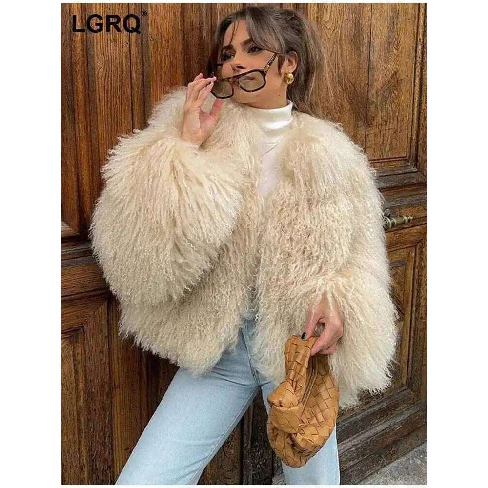 LGRQ 2025 winter fur coat,tassels round neck full sleeves jacket,warm thickness boober coats WQ10534