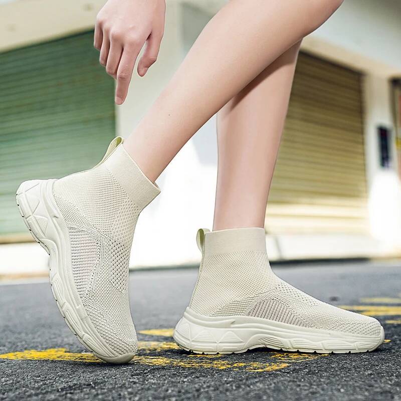 Ddmyoutdoor Ddmyoutdoor Plus Size Couple High Top Woven Mesh Breathable Sports Shoes For Men Lightweight Platform Socks Sneakers Women Outdoor Outdoor