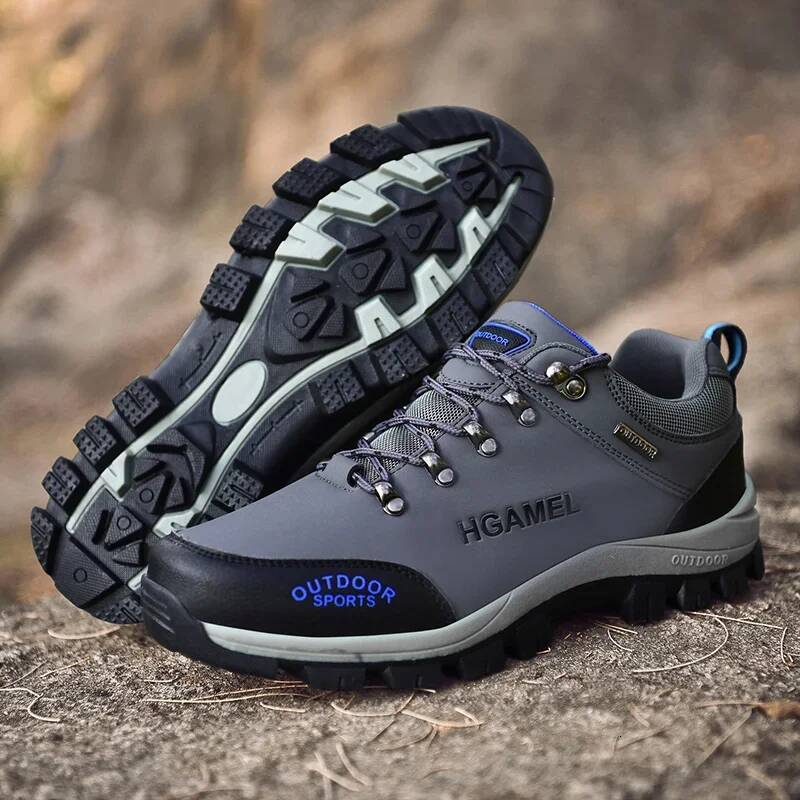 Ddmyoutdoor Black Leather Boots Sports Flat Outdoor Comfortable Sneakers Men Winter Shoes Water Proof Hiking Man Footwear Outdoor Shoes