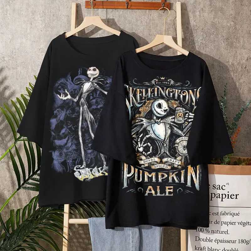 Vintage Men T-Shirts Nightmare Before Christmas Print Short-sleeved Gothic Retro T-shirt Top Y2K Shirt Streetwear Harajuku W250607