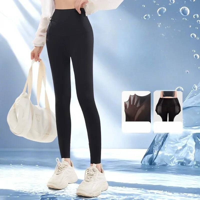 Summer Ultra-thin Female Sunscreen Outside Wear Thin Tight Shark Bottoming Leggings Air-conditioning Room Yoga Pants
