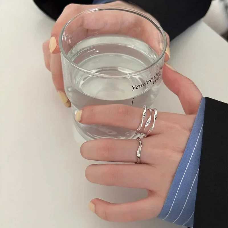 925 Silver Multi-layer Geometric Opening Adjustable Rings for Women Fine Jewelry Minimalist Accessories XJ250606