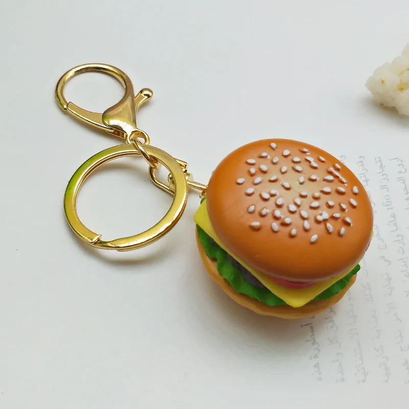 simulation hamburger Key Chain Pendant Bag Charm Accessories handmade resin food Car Key Ring Lovely Keychain K1712 250606
