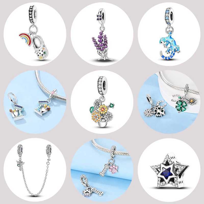 Silver 925 Charm Bead Flower Heart Aircraft Fit Original Bracelet Pendant DIY For Women Jewelry XJ250607