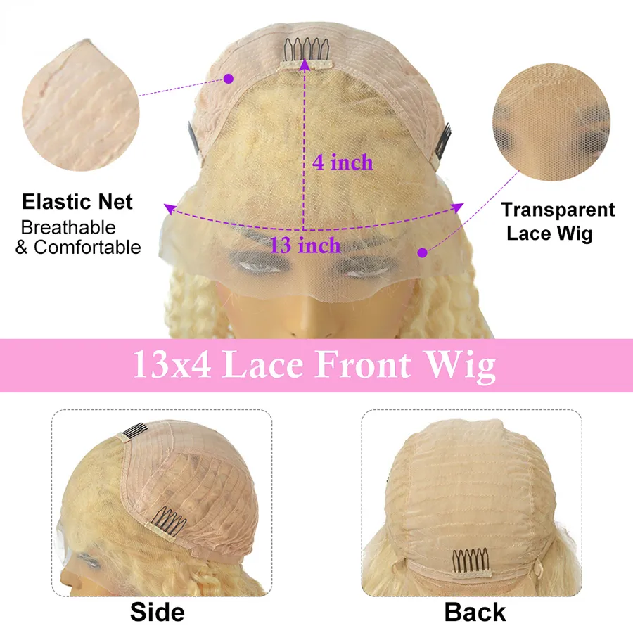 36 Inch Honey Blonde Wig Human Hair 13x6 Hd Lace Deep Wave Frontal Wigs Colored Curly Wigs Pre Plucked For Women Synthetic