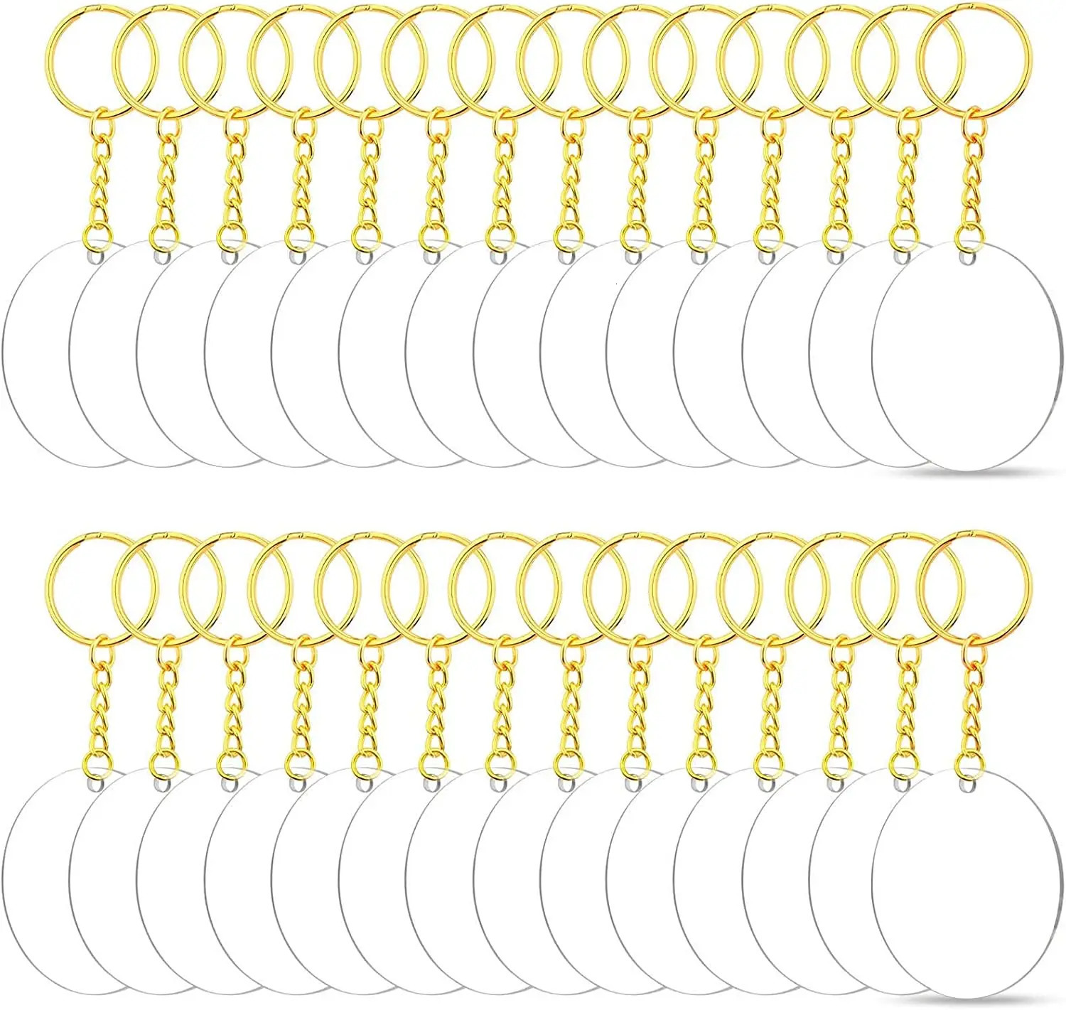 90Pcs Acrylic Keychain Blanks Kit with Key Rings Jump Rings Round Keyring Set DIY Key Rings Craft Supplies 250606