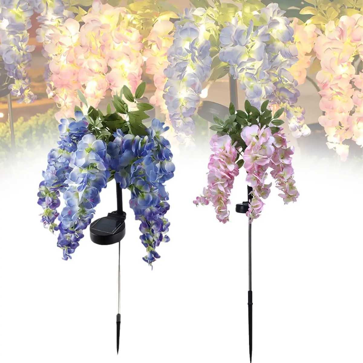 Wisteria Solar Simulation Flower Garden Light Outdoor IP65 Waterproof LED Decoration for Courtyard LawnXJ250606