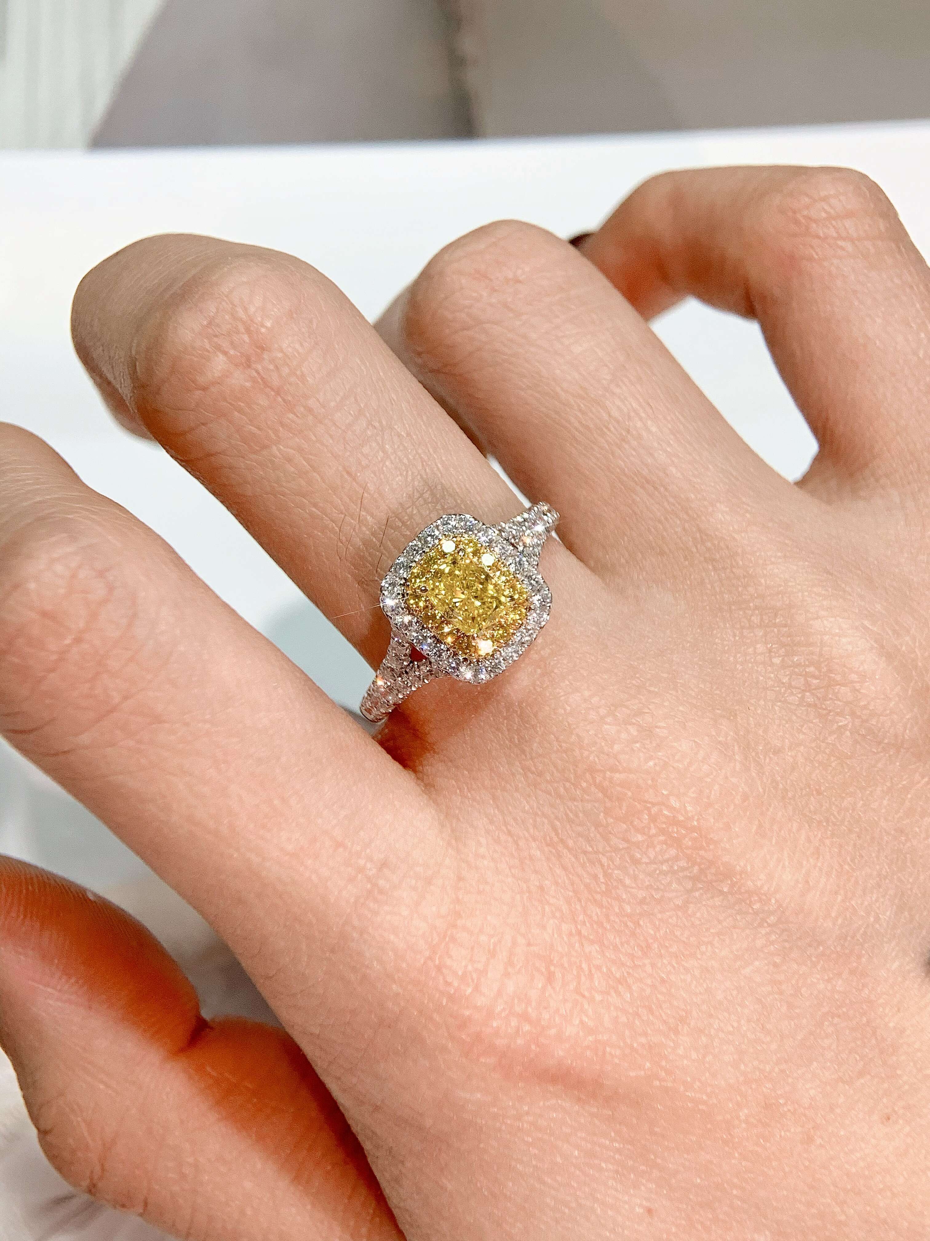 Cushion Cut Lab Produced Diamond Halo Design 14K Green Gold Plated Modern Glamorous Engagement Ring Women Gift Ring