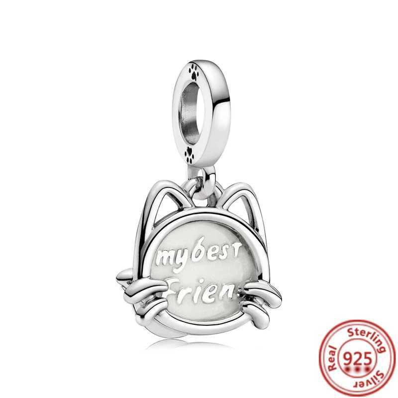 925 Sterling Silver ly P Print Poodle Puppy Pet Dog Beads Charms Fit Brand Bracelet Necklace For Girl Gift Jewelry XJ250607