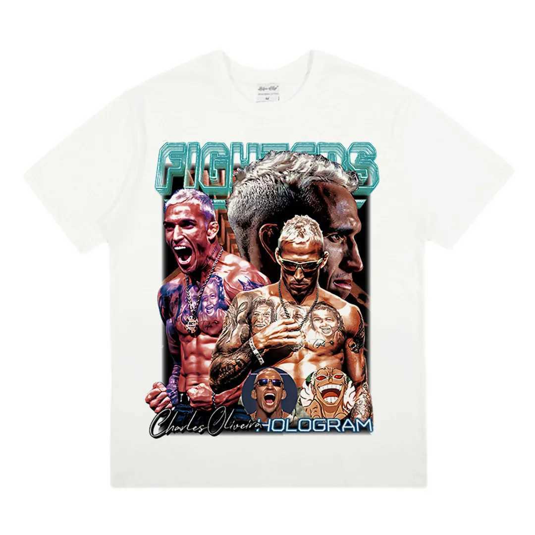 Charles Oliveira Boxing Fighting T-Shirt Men Summer Fashion Trend Short Sleeve Loose and Comfortable Cotton Mens and Womens Top X250607