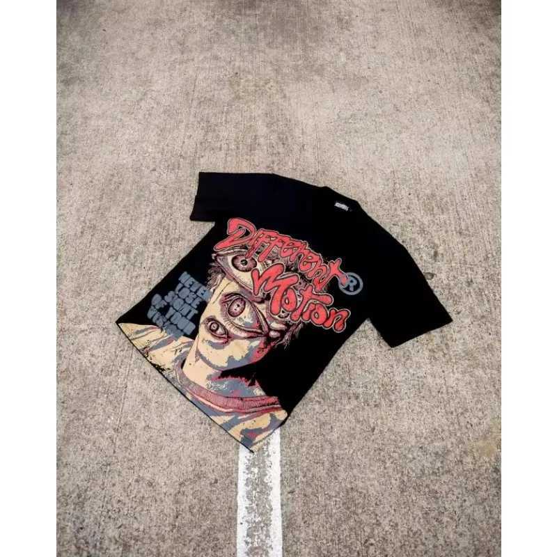 American fashion niche design letter print graffiti dark Y2K Gothic short sleeve T-shirt punk high street hip-hop couple loose X250607