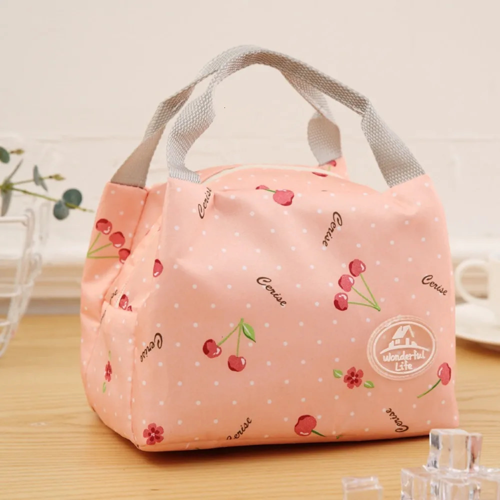 1PC Stripe Lunch Bag Insulated Cold Picnic Carry Case Portable Thermal Lunch Pouch Container Food Storage Bags 22x15.5x17cm 250606