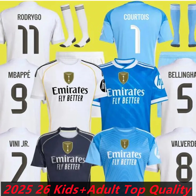 2025 26 Real MBAPPE MadridS Soccer Jersey Player Fans 25 26 BELLINGHAM VINI JR Home Away Third MODRIC RODRYGO VALVERDE ENDRICK Men Kids Football Shirt Uniforms