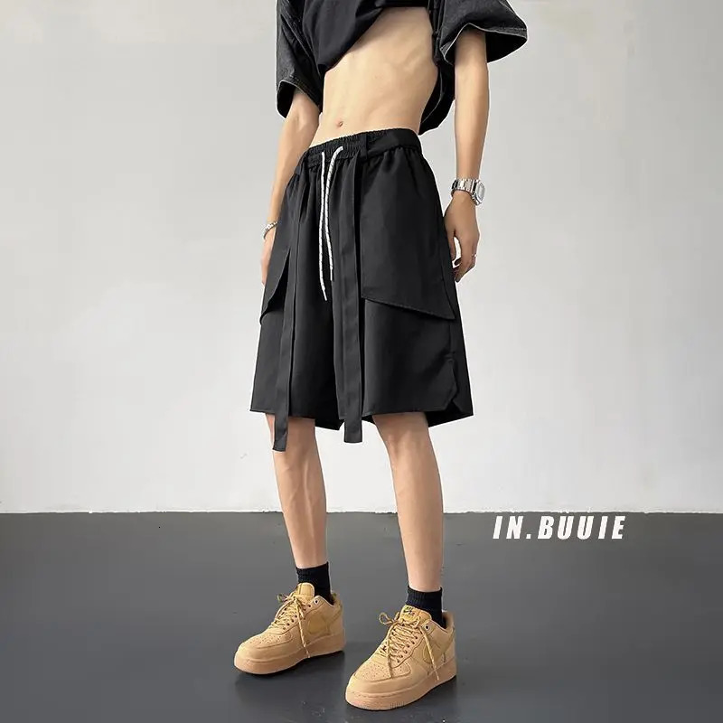 Vintage Fashion Personality All-match Mens Cargo Shorts Classic Loose Korean Street Casual Waist Drawstring Casual Short 250605