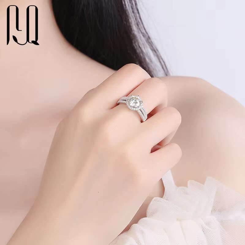 PYQ 2ct 3ct 5ct Silver 925 Original Diamond Test Past Sparkling D Color Moissanite Engagement Ring Gemstone Jewelry