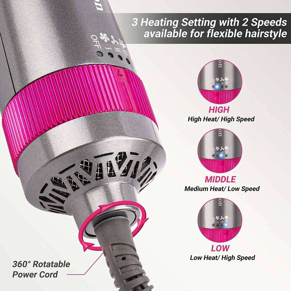 3Th With Interchangeable Head Hair Straightener Curler Comb Brush One Step Styler And Volumizer Ion Blow Dryer