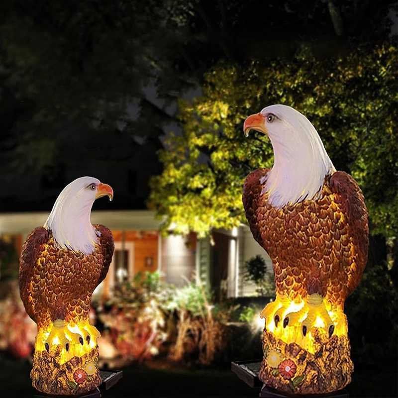 LED Solar Lights Outdoor IP44 Rainproof Owl Resin Lamps Animal Yard Lawn Garden Decoration Night Lights Ground Plug Lights XJ250606