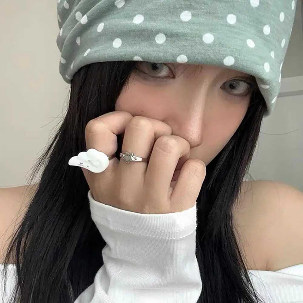 Y2K Wings Star Wings Set Korean Angel Wings Five-Pointed Star Design Open Ring For Women Men Punk Gothic Ring Adjustable Rings W250606