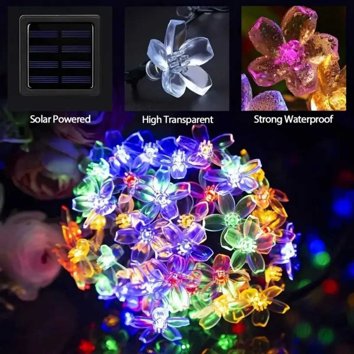 1pc Solar LED Cherry Blossom Lights Colorful Outdoor Garden Waterproof Terrace Lawn Courtyard Channel Decoration XJ250606