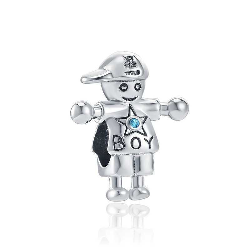 925 Silver Plated Charms Family Heart Boy CZ Little Girl Beads Fit Original Bracelet DIY Jewelry For Women 2023 XJ250607