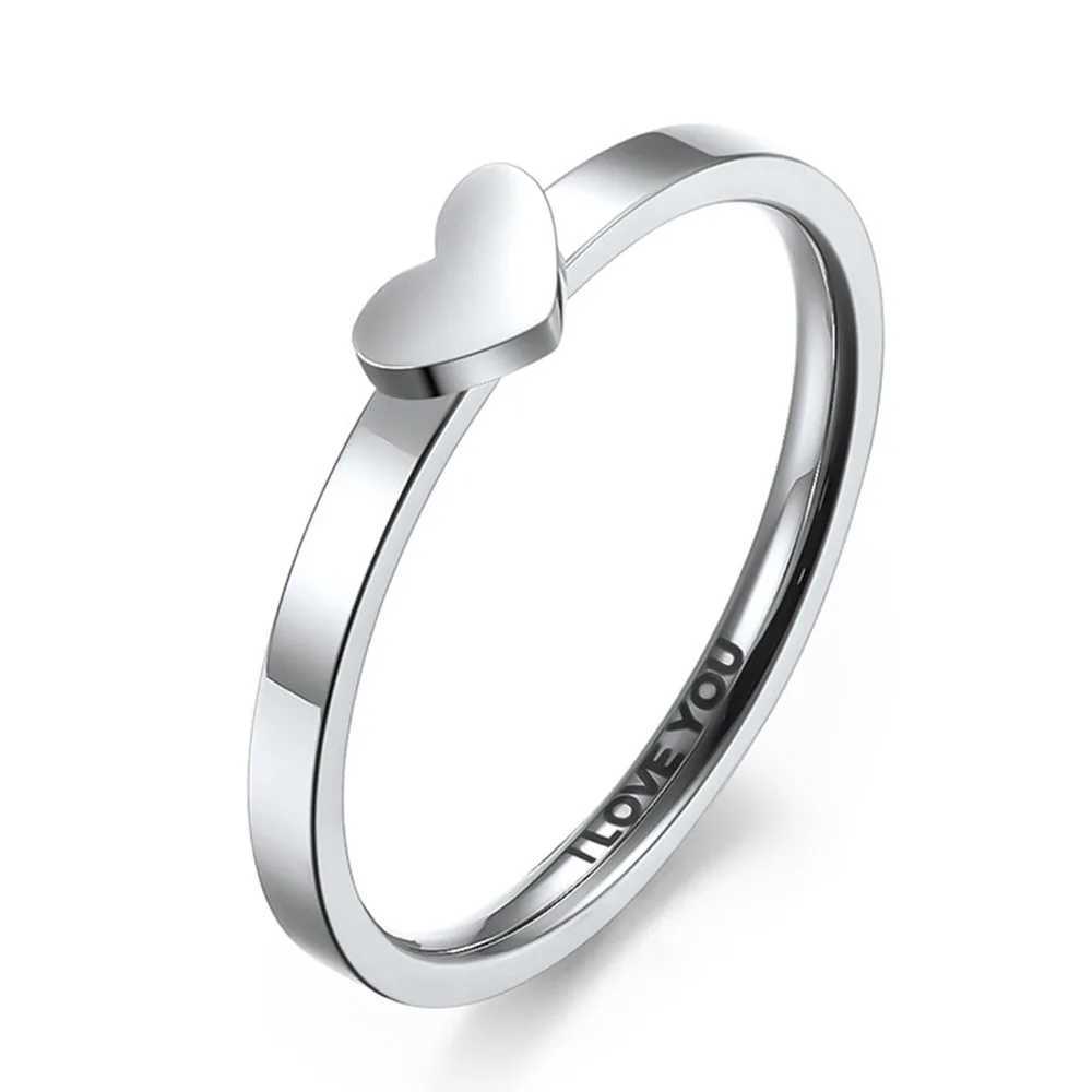 Titanium Steel Heart-shaped Hollow Couple Ring Men And Women Proposal Engagement Rings Gift W250606
