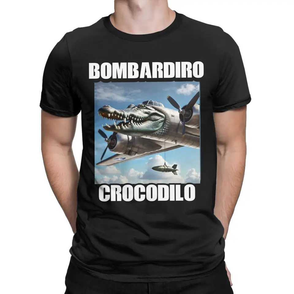 Men Women Print Bomber Crocodile Crocodilo Crocodile Plane Bomber T Shirt T Cotton T-shirts Clothes X250607