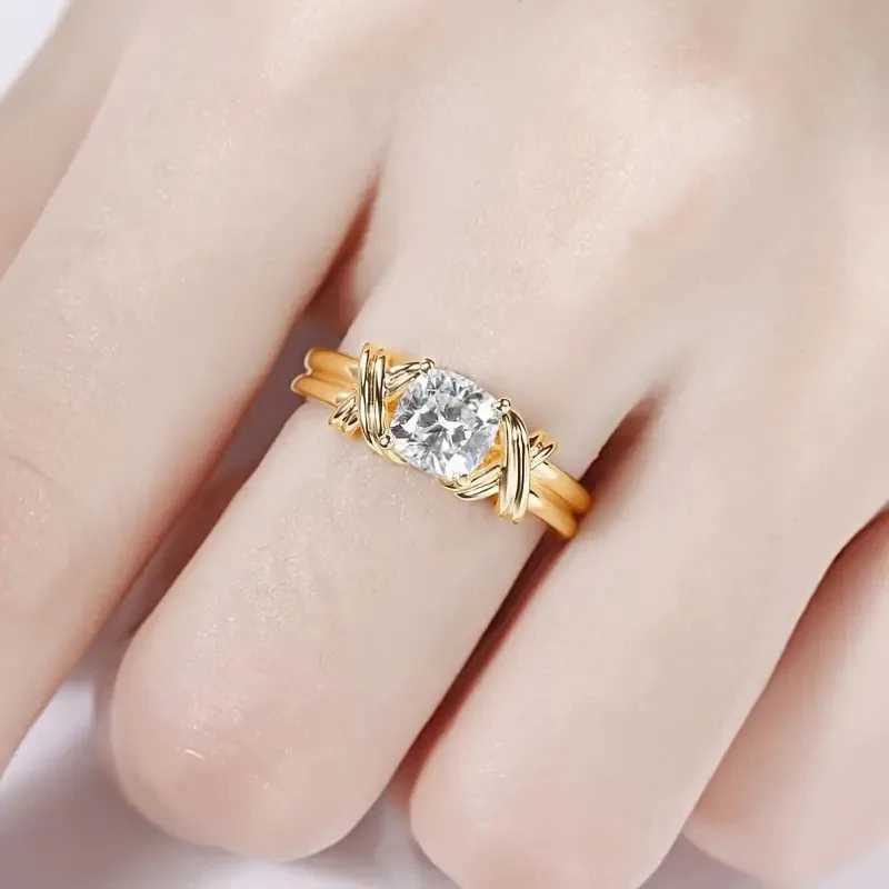 925 Sterling Silver Wedding Rings for Women Luxury Paved Cushion/Round Cubic Zirconia Fashion Female Jewelry New 2025 XJ250606