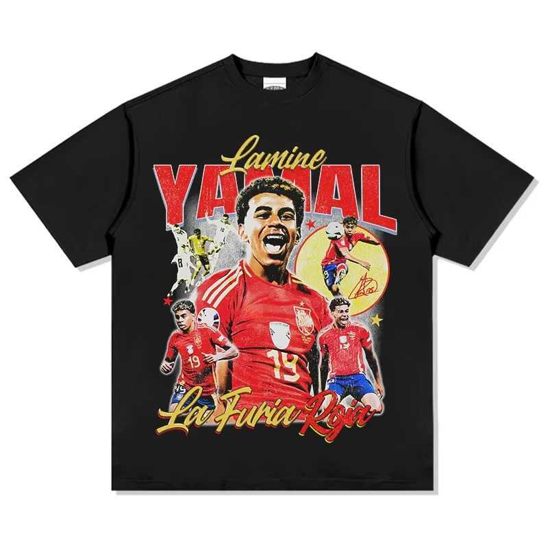2025 New Spanish Yamal Printed Pure Cotton Short Sleeve T-shirt Summer Fan Sports T-shirt Souvenir Shirts X250607