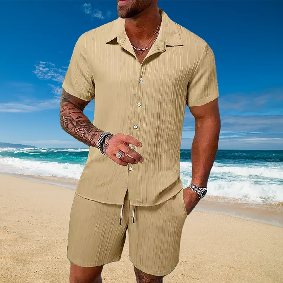 Ice Silk Cool Summer Mens Solid Color Polo Casual Loose Short Sleeve Shorts Sport Set Beach Surfing Ultra-thin Ultra Light 250605