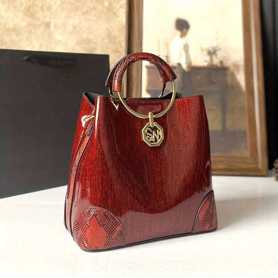 Commuting Versatile Women's Fashion Handbag Large Capacity Bucket Single Shoulder Crossbody Bag Retro