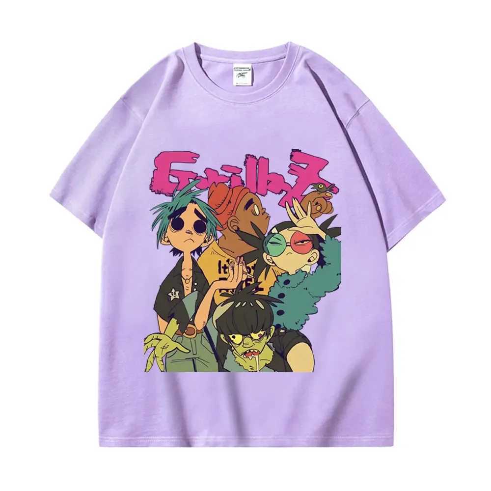 Trend Band Gorillaz Printed T Shirts Men Women The High Street Fashion Oversized T-shirts Gothic Hip Hop Short Sleeve T-shirt W250607