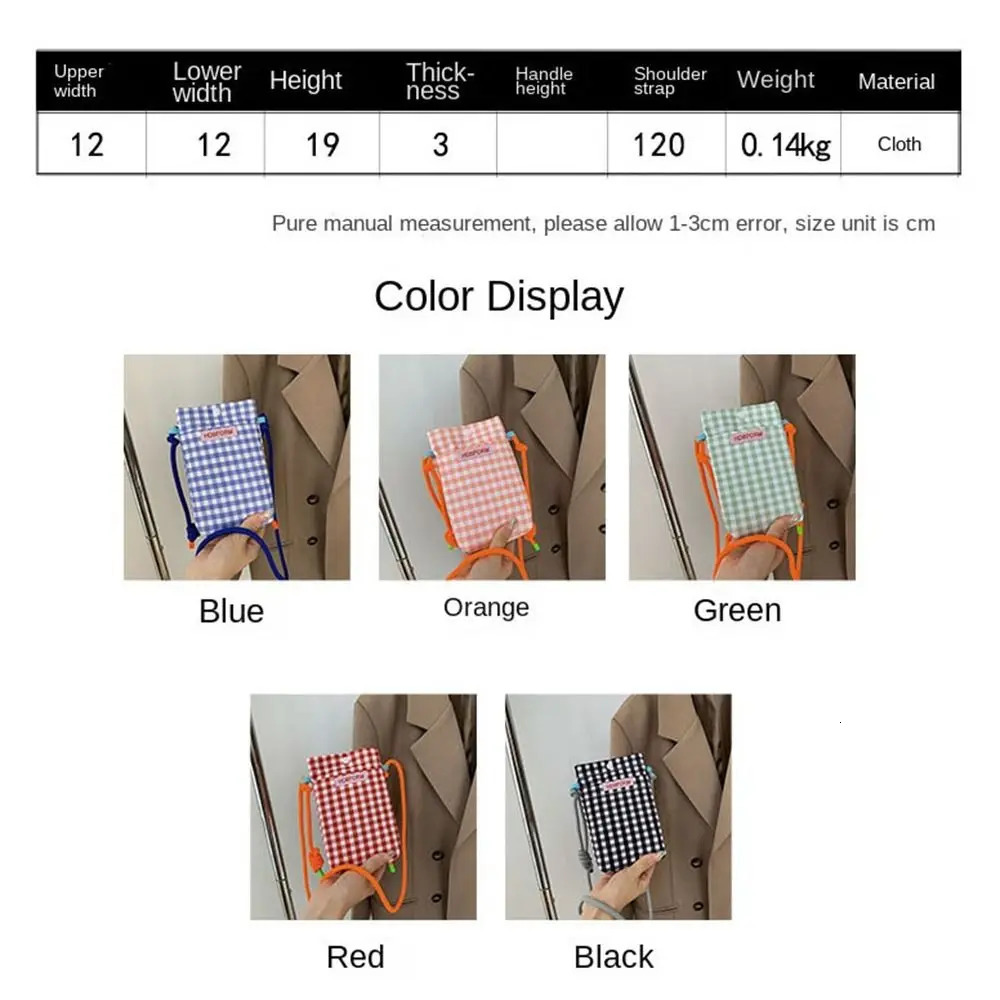 Mini Square Grid Shoulder Bag Multifunctional Women Mobile Phone Bag Fashion Cartoon Square Bags Large Capacity Handbag 250606