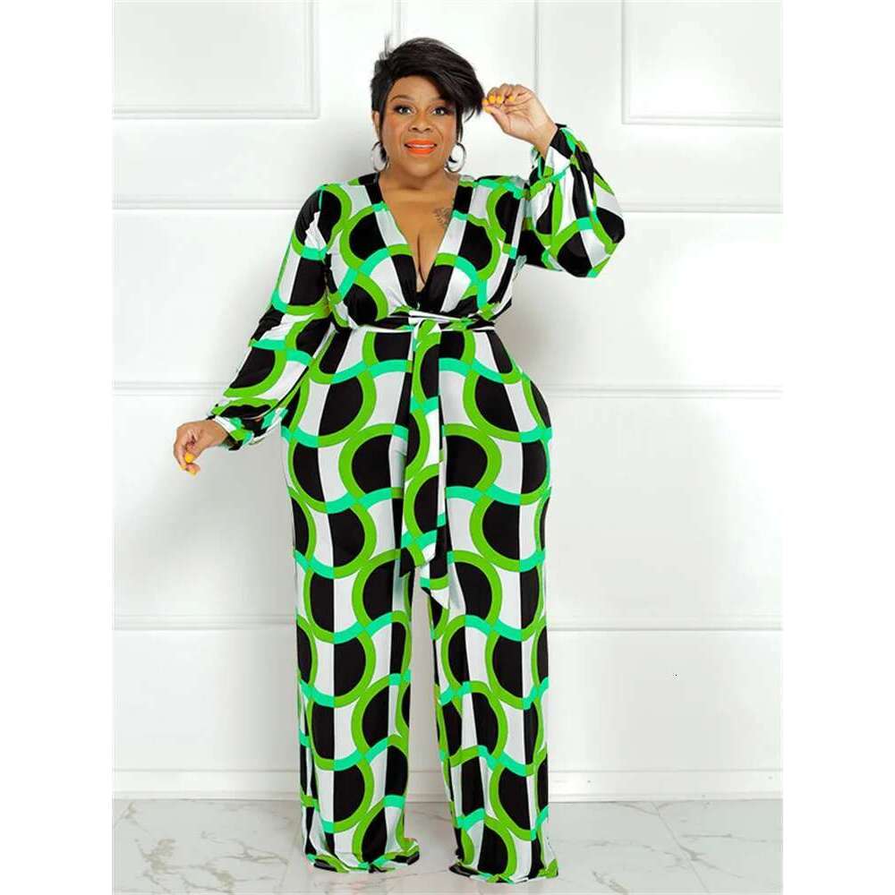 Wmstar Plus Size Women Jumpsuit Fall Clothes One Piece Outfits Print Casual Wide Leg Bodysuit New Wholesale Dropshipping