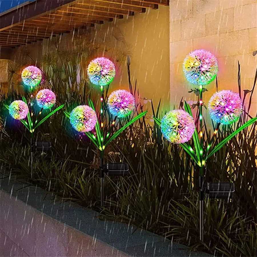 New Creative LED Solar Garden Light Outdoor Waterproof Dandelion Lawn Lamps for Pathway Yard Patio Decoration Landscape Lighting W250607