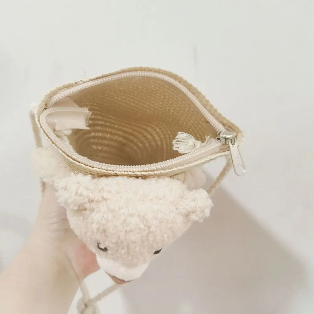 1PCS Princess Colorful Children Straw Summer Shoulder Bag Coin Purse Messenger Bag 250605