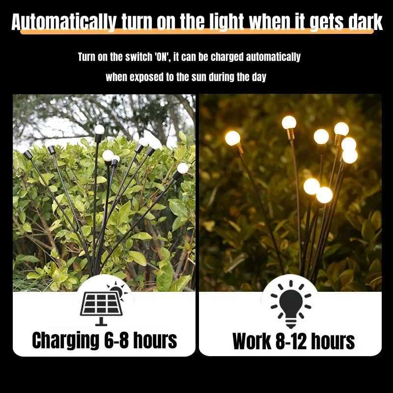 6/8/10 LED Solar Garden Lighting Solar Powered Firefly Lights Outdoor Garden Decoration Landscape Lights Firefly Lawn Lamps XJ250606
