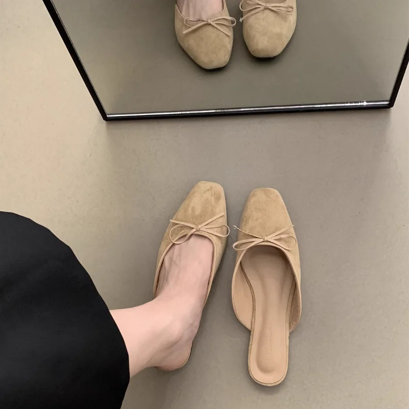 Baotou Half Slippers Women Summer Wear Muller Shoes 2025 Spring French retro Flat Sandals 250603