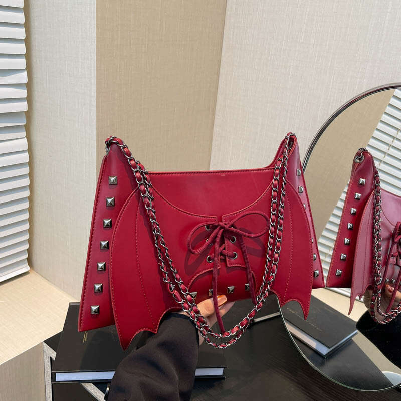 New Style Unique Underarm for Women Dark Punk Bat Shoulder Fashion Trend Chain Handheld Crossbody Bag