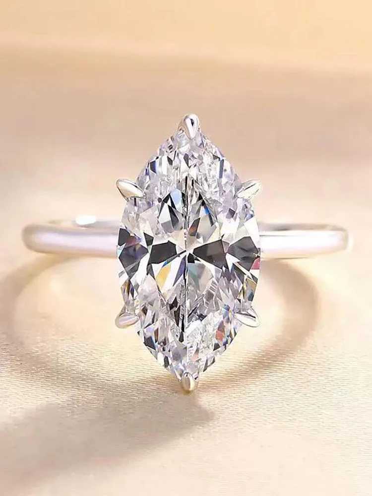 925 Sterling Silver Simple Classic 2 Carats Horse Eye Zircon Ring For Women Engagement Wedding Luxury High Quality Fine Jewelry XJ250606