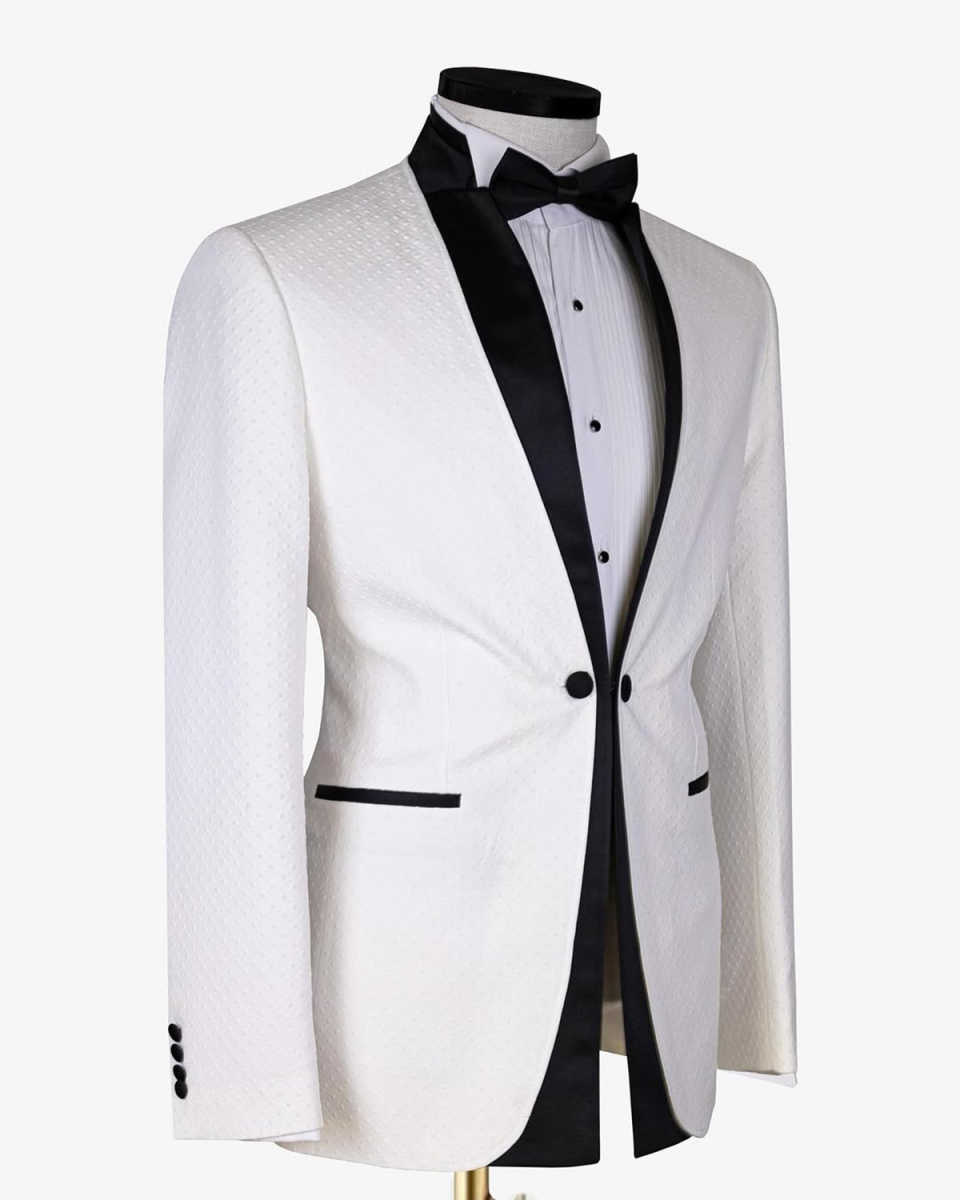 Stylish Jacquard Wedding Tuxedos 2 Piece Set Jacket Pants Double Breasted Men Suit Simple Groom Wear Party Suits Customized