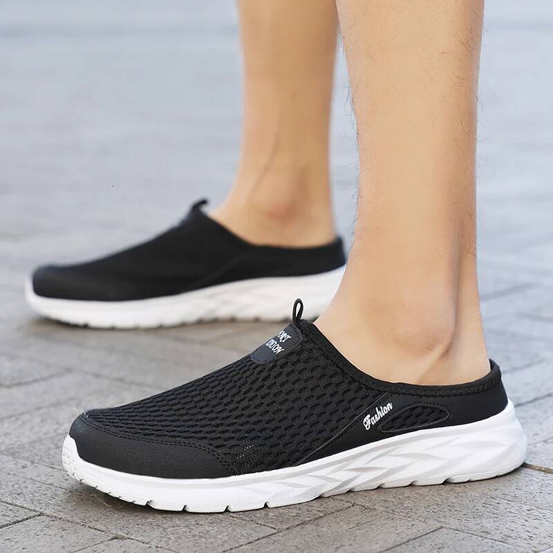 Ddmyoutdoor MAEDEF Man Half High Quality Anti Slip Men Leisure Shoes Mesh Breathable Soft Comfortable Flat Bottomed S Slippers Outdoor Shoes
