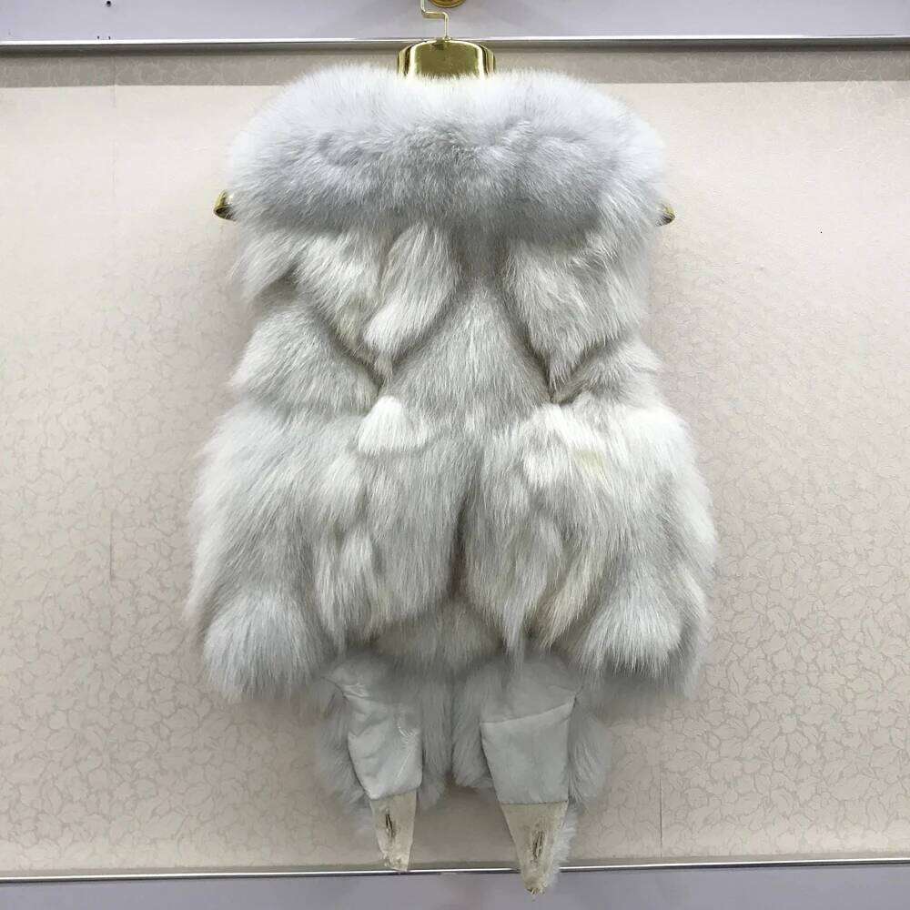 2025 Hot Sale Women 100% Genuine Vest Natural Soft Sleeveless Jacket Lady Quality Warm Real Fox Fur Gilet