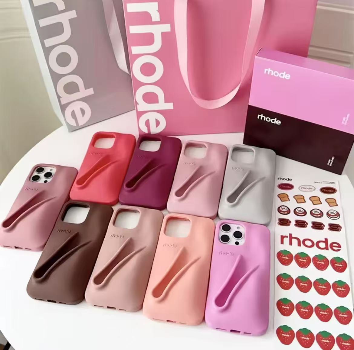 High Quality Rhode Lipstick Silicone Soft Case For IPhone 16 15 14 13 Pro Max Cover Original With Lipstick Set Shopping Gift Box