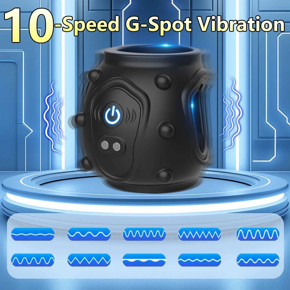 Penis Sleeve Vibrator Testicles G Spot Pleasure Stimulator Delayed Ejaculation Cock Ring Erection Extender Sex Toys For MenXJ250607