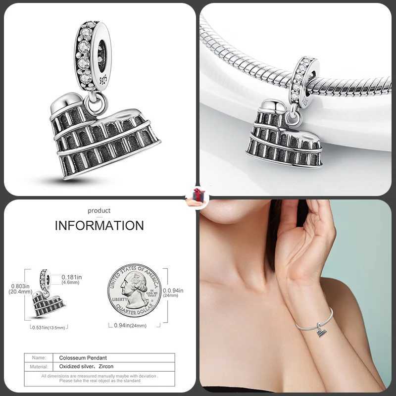 925 Sterling Silver Fashionable Tower Architectural Silver Collection Charm Beads for Brand Original Bracelet DIY Jewelry Gift XJ250607